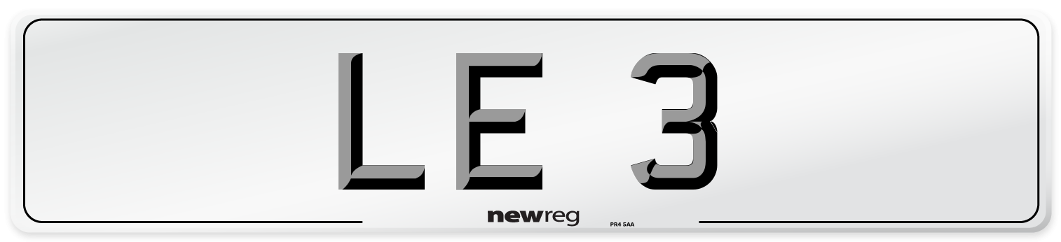 LE 3 Number Plate from New Reg